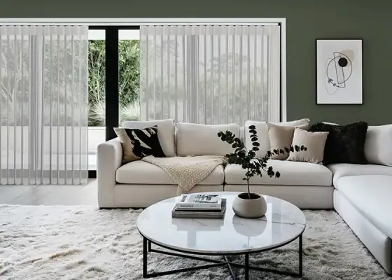 Elegant window blinds and curtains from Sovereign Shading Systems for stylish home interiors.