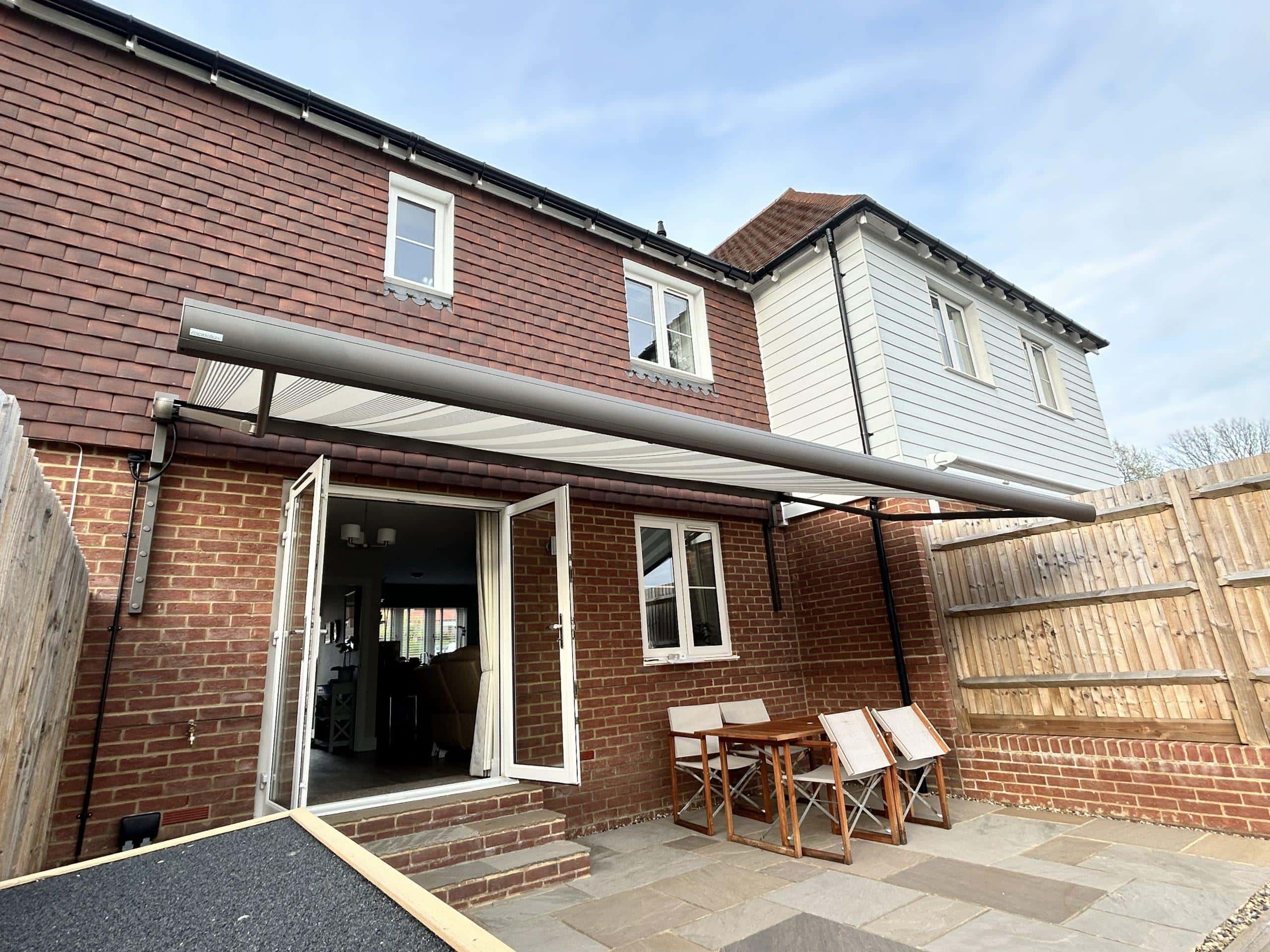 External patio sunshade by Sovereign Shading Systems, providing effective outdoor sun protection for.
