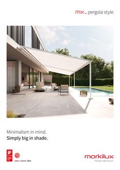 Pergola-style shading system for outdoor spaces by Sovereign Systems.