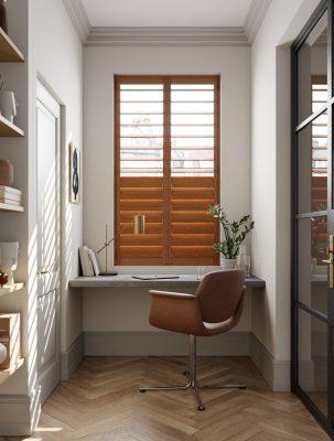 High-quality wooden window shutters for modern interiors.