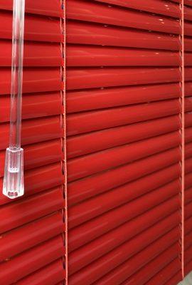 Red External Louvres for Sun Control.